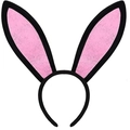 Black satin bunny ears headband with pink inner felt for Easter Cosplay parties - Black & Pink Headband