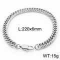 6mm zilveren titanium stalen Cubaanse schakelarmband met karabijnsluiting, 220mm - Stijl D-6mm-220mm(KB165982-ZZ)