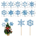 Blaues Weihnachts-Schneeflocken-Diamant-Set mit 10 DIY Acryl-Blumentopfsteckern für Deko - ZSB-11 (Himmelblaue Schneeflocke)