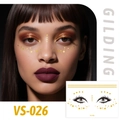 Gold star and diamond face tattoo stickers VS-026 for rave party makeup looks - VS026 (Gold Star Lines)