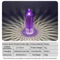 Purple striped LED flameless candle light with romantic radial shadow 5.3x16cm - 5.3*16cm Diamond Purple Small without Base