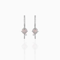 Pink lollipop hoop earrings in silver plating with sparkling zircon stone accents - Lollipop Shape (EH00719) / White K/Silver