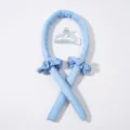 Sky blue heatless hair curler set with satin rod, two scrunchies and a clear hair claw - Sealed Curler Blue