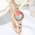 Montre GEDI or rose avec cadran dégradé rose-bleu et verre taillé facetté - Boîtier Or Rose Cadran Arc-en-ciel (YH-6323)