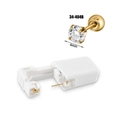 Golden stainless steel earring with 4mm round zircon and disposable piercing tool - Gold 4mm Claw Zircon