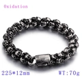 Pulsera de calavera gótica en plata vintage con cierre mecánico de 225mm de largo - 225x12mm / Negro Mate