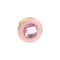10mm mesh bracelet charm with pink crystal inlay and gold-tone enamel finish - Gold Round Pink Edge Pink Crystal