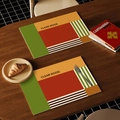 Waterproof leather placemat with geometric color block design and Clear Mood text logo - Mood Style