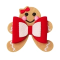 Christmas gingerbread girl hair clip with red bow and festive felt embroidery details - Gingerbread Princess