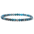 Minimalist 4mm blue natural stone beaded elastic bracelet with vintage mineral texture - Apatite