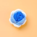Blue and white gradient crochet rose flower made of cotton yarn for DIY accessories - Gradient Blue Rose Flower Head