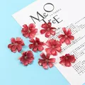 Set of 9 deep pink faux silk flower heads for DIY hair accessories and floral decor - Light Red