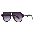 Lunettes de soleil aviateur rétro avec monture noire épaisse et verres dégradés violets - Monture Noire/Verres Dégradés Gris Violet (C7)
