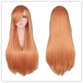 Long straight orange cosplay wig 80cm smooth heat resistant synthetic hair for women - 80cm Prince Gold
