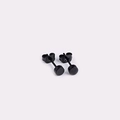 Minimalist matte black 316L stainless steel disk stud earrings with butterfly backs - Black 4mm Pair