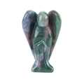 Natural crystal angel figurine in polished green and purple stone, spiritual decor - India Agate
