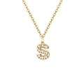 14K gold plated stainless steel letter S pendant necklace with shimmering zircon stones - Letter S-14K Gold