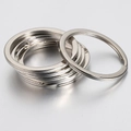Flat polished silver stainless steel key rings for DIY jewelry and keychains - Outer Diameter 15mm / 20 Pieces Set / Steel