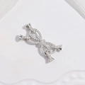 Eleganter S925 Silber Schleife Verbinder mit Zirkonia für DIY Schmuckherstellung - Platinierter Schleifen-Verschluss