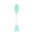Dual-ended silicone facial mask brush with mint green bristles and flat spreader - Cleansing Double-head Light Green
