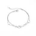 Eleganter 925 Sterling Silber Doppelstern Fußkettchen mit verstellbarem Gliederkette - Armband