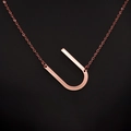 Minimalist rose gold letter U pendant necklace with a polished link chain for women - Rose Gold U