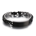 Bracciale da uomo in acciaio inossidabile nero lucido con piastra su supporto - Chiusura a T Nero (KB162514-Z)