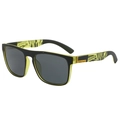 Polarized sunglasses for men featuring black frame with neon yellow interior and zebra pattern - Transparent Yellow Frame Gray Lens / Zebra Pattern
