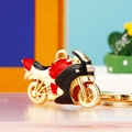 Charming golden motorcycle keychain with red and black enamel and sparkling rhinestones - Motorcycle Red Black