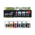 6-color watercolor paint set with 25ml bottles in white, yellow, red, blue, green and black - 6-Color Watercolor Paint