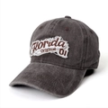 Detail of vintage washed gray baseball cap with Florida Original distressed embroidery - Adjustable / Coffee