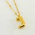 18K gold-plated stainless steel necklace featuring a bubbly letter L pendant with small beads - Letter J / Gold