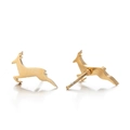 Golden reindeer stud earrings with a running deer silhouette and metallic finish - Running Deer (Gold)