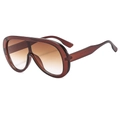 Oversized one-piece tea gradient sunglasses with a stylish oval frame for men and women - Tea Frame Gradient Tea Lens