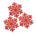 Trois flocons de neige rouges pailletés pour décoration de Noël et ambiance festive - 3 Pièces / Rouge