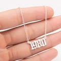 Gothic style 1980 birth year number pendant necklace in polished silver stainless steel - 1980 / Steel