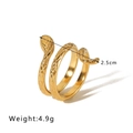 18K gold-plated stainless steel snake ring with textured scales and adjustable wrap design - Rhombic Pattern Spiral Snake Style (NB-R2023005)