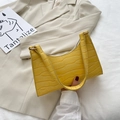 Bolso de hombro vintage amarillo con diseño de cocodrilo y cremallera metálica elegante - Amarillo