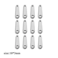 Pack of 12 silver 10x3mm stainless steel DIY connector tags for jewelry making - Blank Teardrop / Steel
