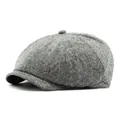 Cappello newsboy grigio a spina di pesce per uomo e donna con dettaglio in metallo - Taglia unica / Grigio chiaro