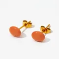 Mini orecchini a lobo rotondi color caramella in arancione vivace con perni dorati - Arancione