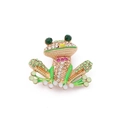 Exquisite frog brooch in gold metal with green enamel and sparkling crystals - Gold Rhinestone Pearl Frog (8#)