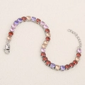 Silver plated bracelet featuring multi-color round cut gemstones and lobster clasp - Steel-Multicolor / Bracelet