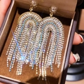 Macro shot of vintage style bow pearl earrings with colorful tassels in a jewelry box - 14# White Pearl Rainbow Tassel Studs