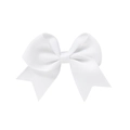 Handmade white grosgrain ribbon hair bow clip with long swallowtail for girls - White