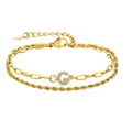 Bracelet ajustable doré à double rangée avec maille trombone et pendentif lettre G - Lettre G