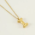 Golden chubby bubble letter I necklace with polished chunky alphabet pendant for women - Letter I [Gold]