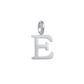 Polished silver stainless steel letter E pendant charm with a sleek glossy finish - Steel E