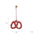Pretzel-shaped Christmas tree ornament in red with beige polka dots and metal tag - Cookie
