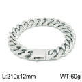 Poliertes silbernes Edelstahl-Panzerarmband, 12 mm Breite und 210 mm Länge - Glänzendes Silber (KB148909-Z) / 12mm Breit x 21cm Lang